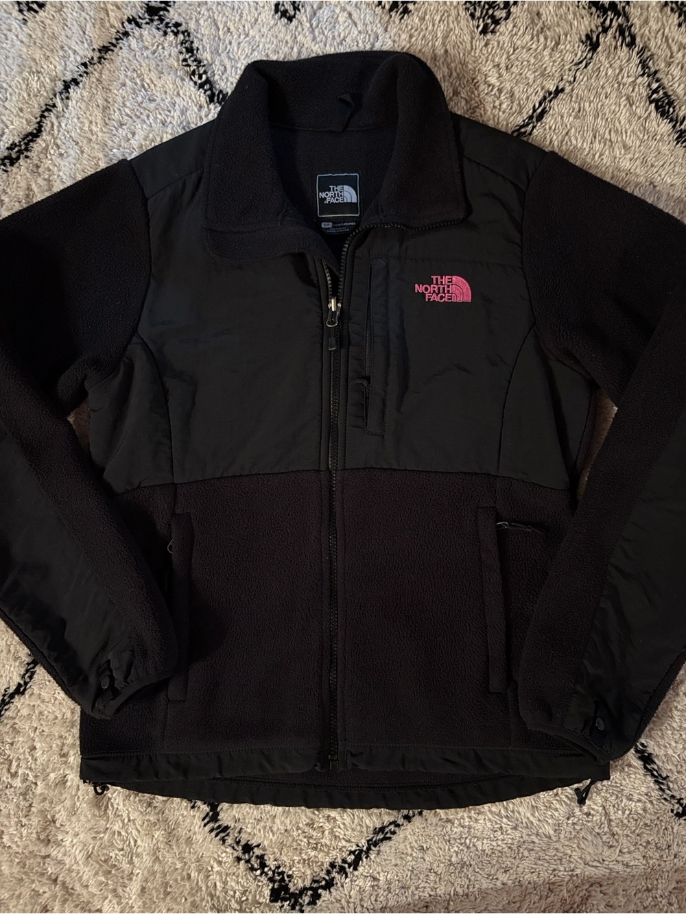 The North Face Women's Small Denali Black with Pink Logo